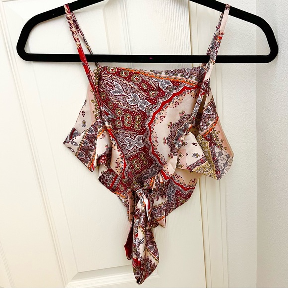 NEW Red and Beige Patterned Bandana Top (XS/S) - Picture 2 of 5
